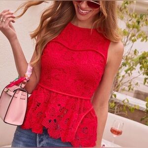🌹Vici Red Lace Peplum Camisole Top - Size Medium